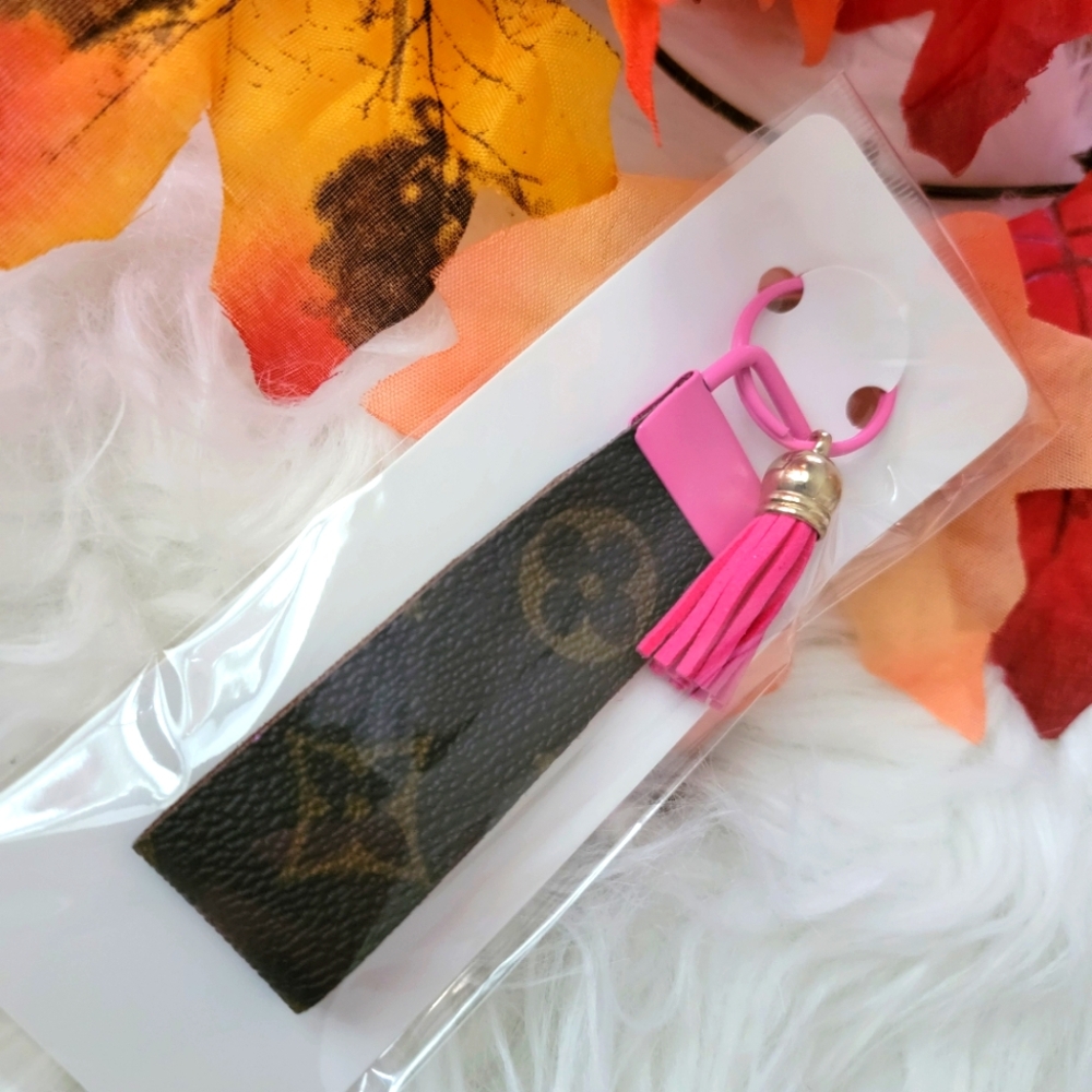Last One! Pink and Brown Keychain with Tassel